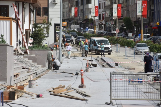 Boyabat kaldırım çalışmalarından görüntüler