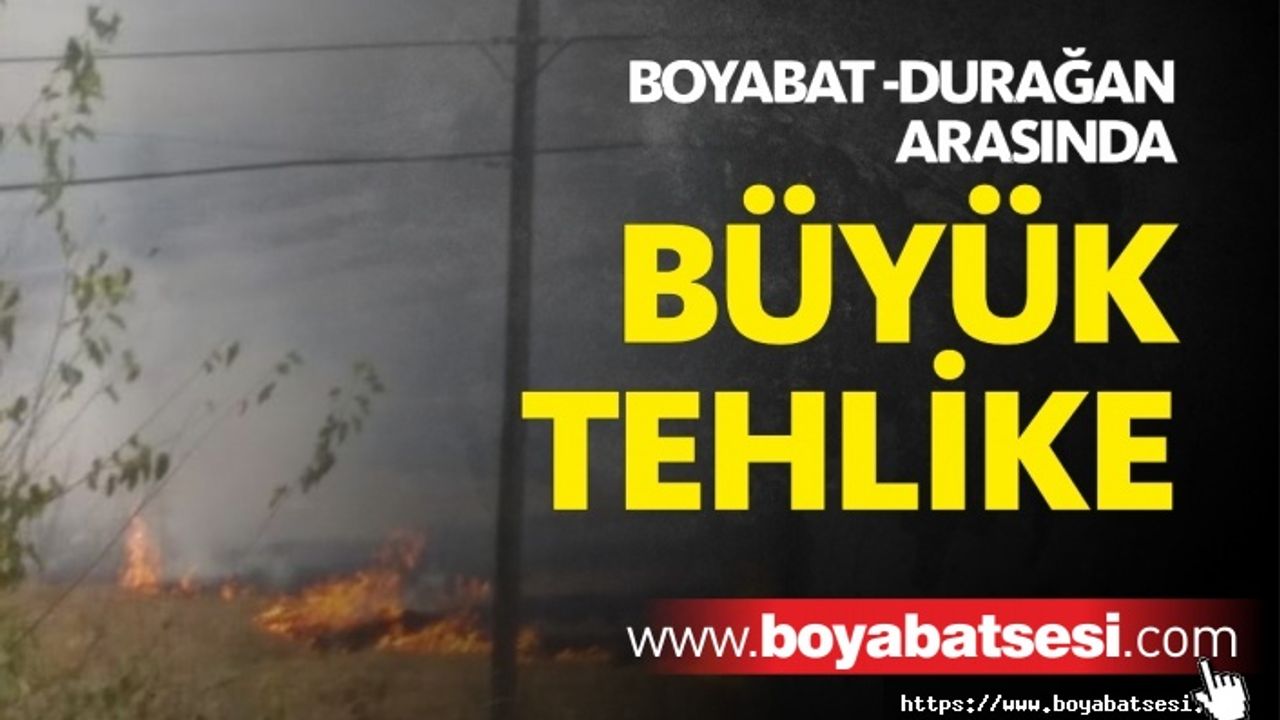 Boyabat Durağan Arasında Anız Yangınları Tehlike Oluşturuyor