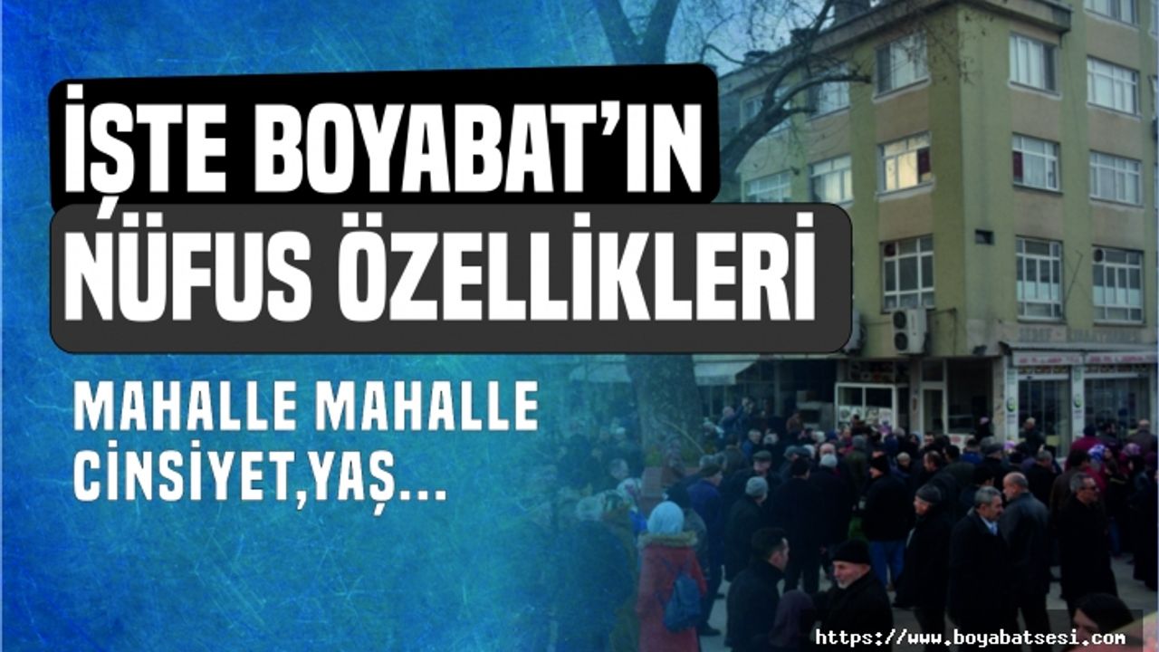 Boyabat'ın Nüfus Özellikleri Belli Oldu !