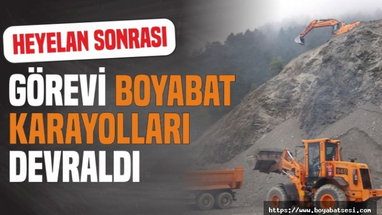 Heyelanın İzlerini Boyabat Karayolları Ekibi Siliyor