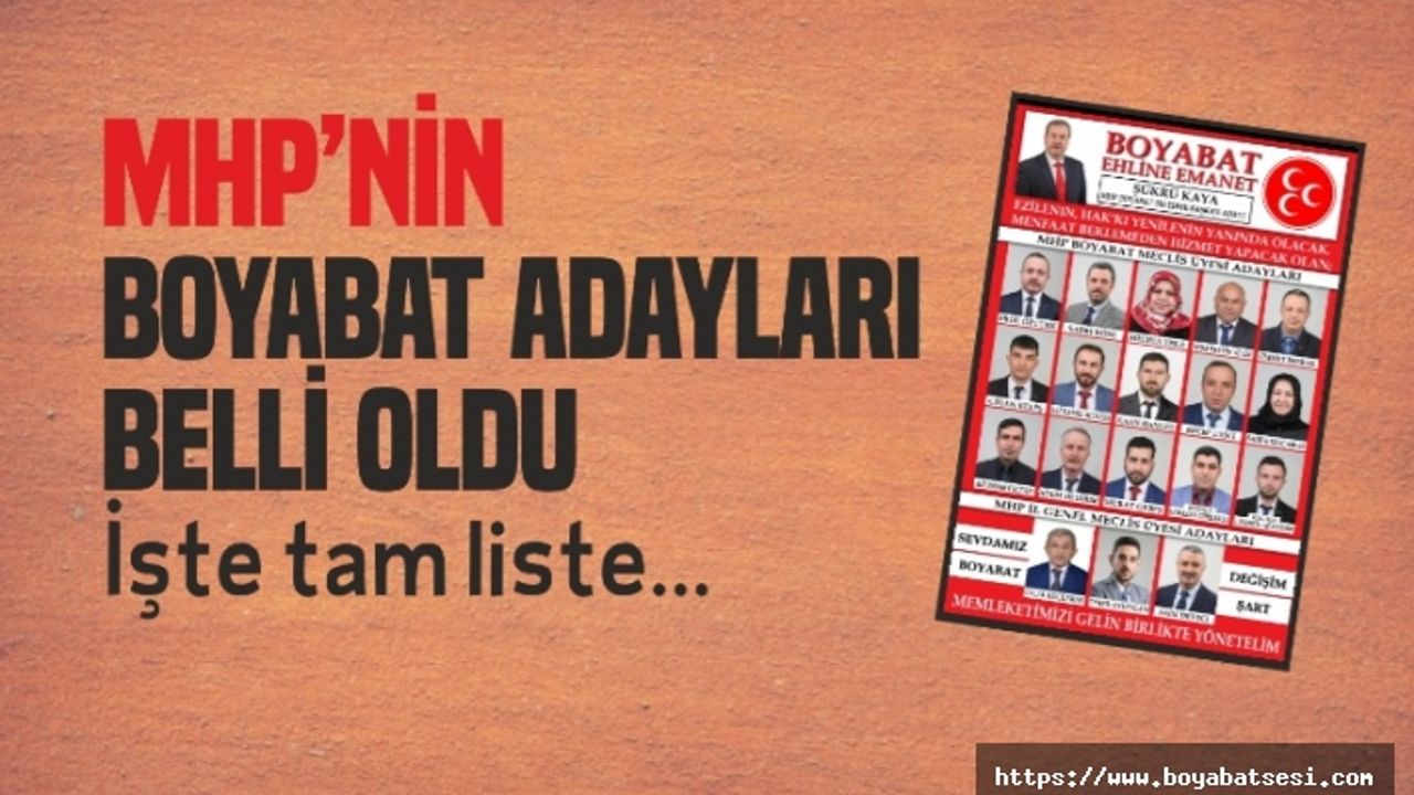Mhp'nin Boyabat Adayları Belli Oldu, İşte Tam Liste...