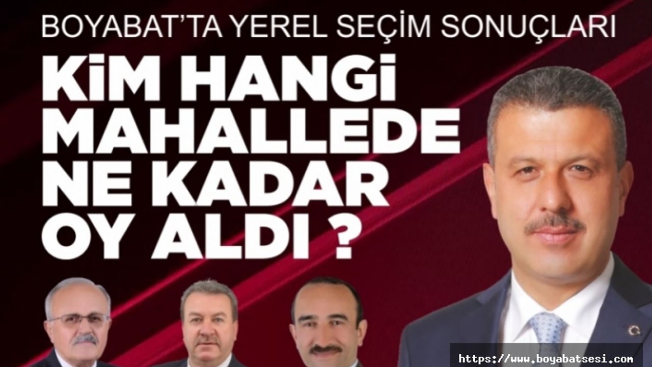 31 Mart Boyabat Yerel Seçim Sonuçları
