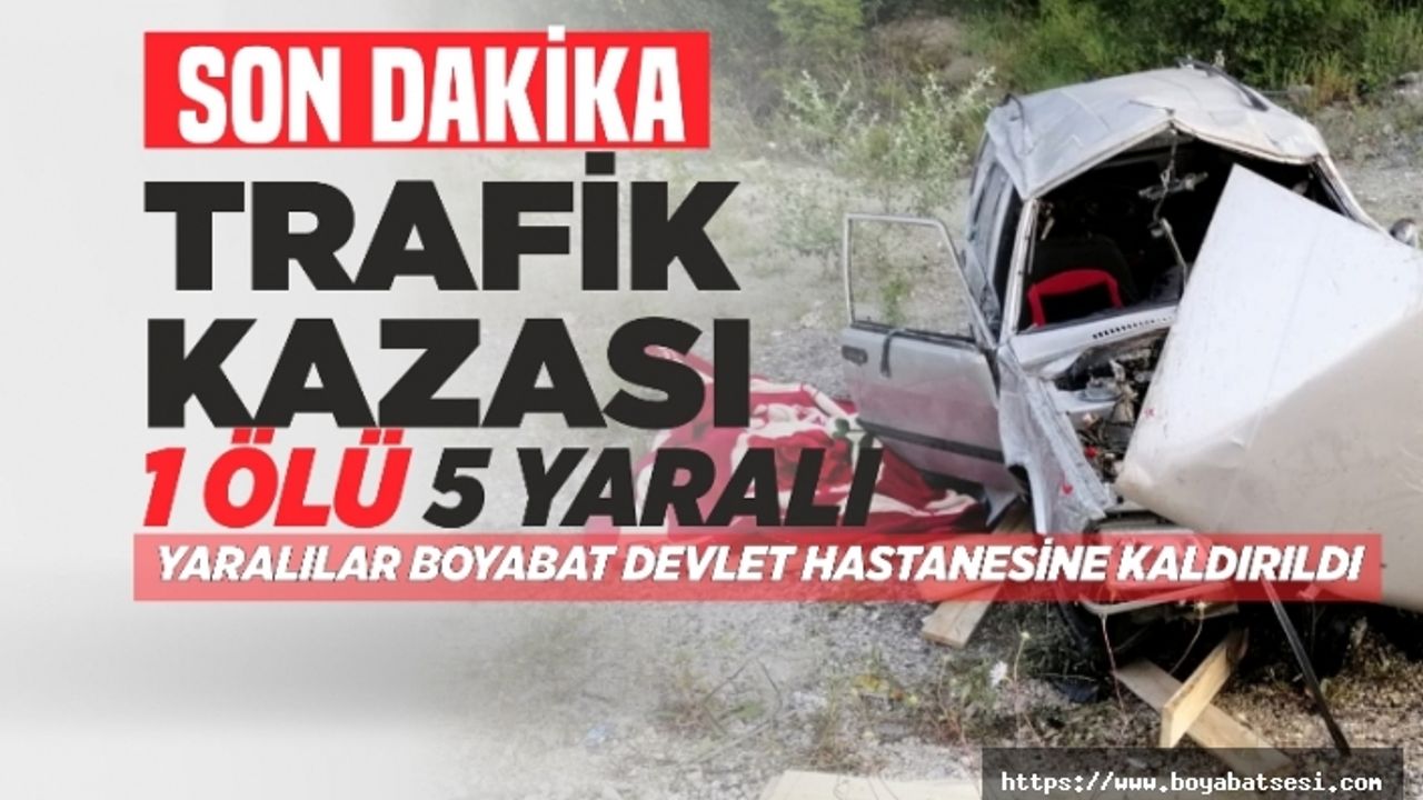 Yenice Köyü Mevkiinde Otomobil şarampole devrildi: 1 ölü, 5 yaralı