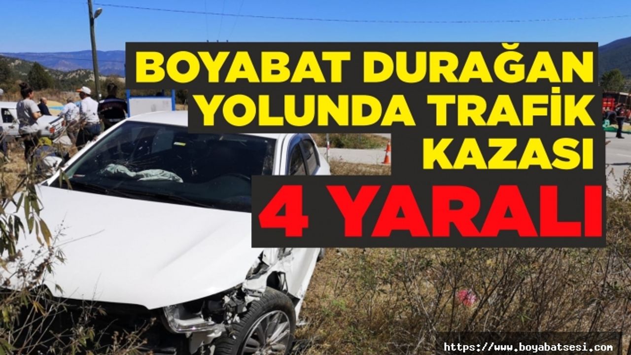 Boyabat Durağan yolunda trafik kazası 4 yaralı