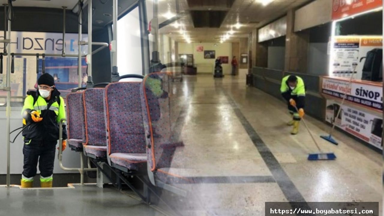 Kastamonu'da otogar ve toplu taşıma araçları dezenfekte ediliyor