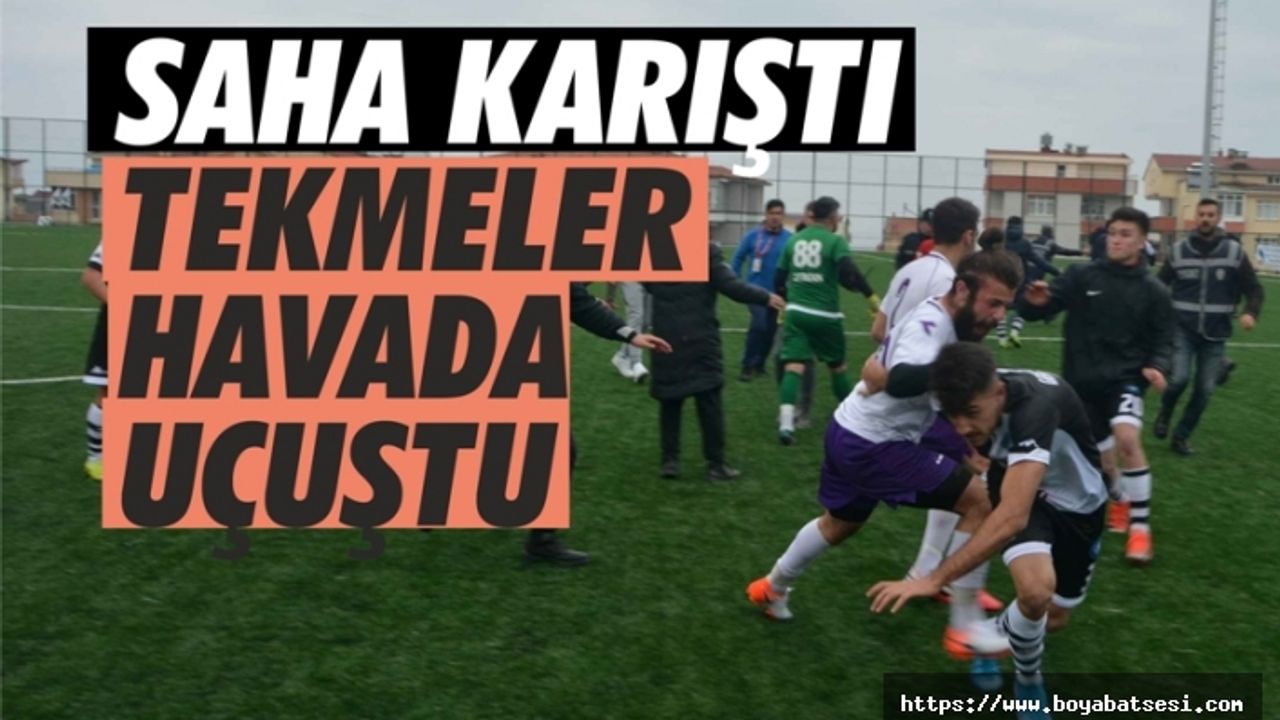 Maçtan sonra saha karıştı, futbolcular birbirine girdi