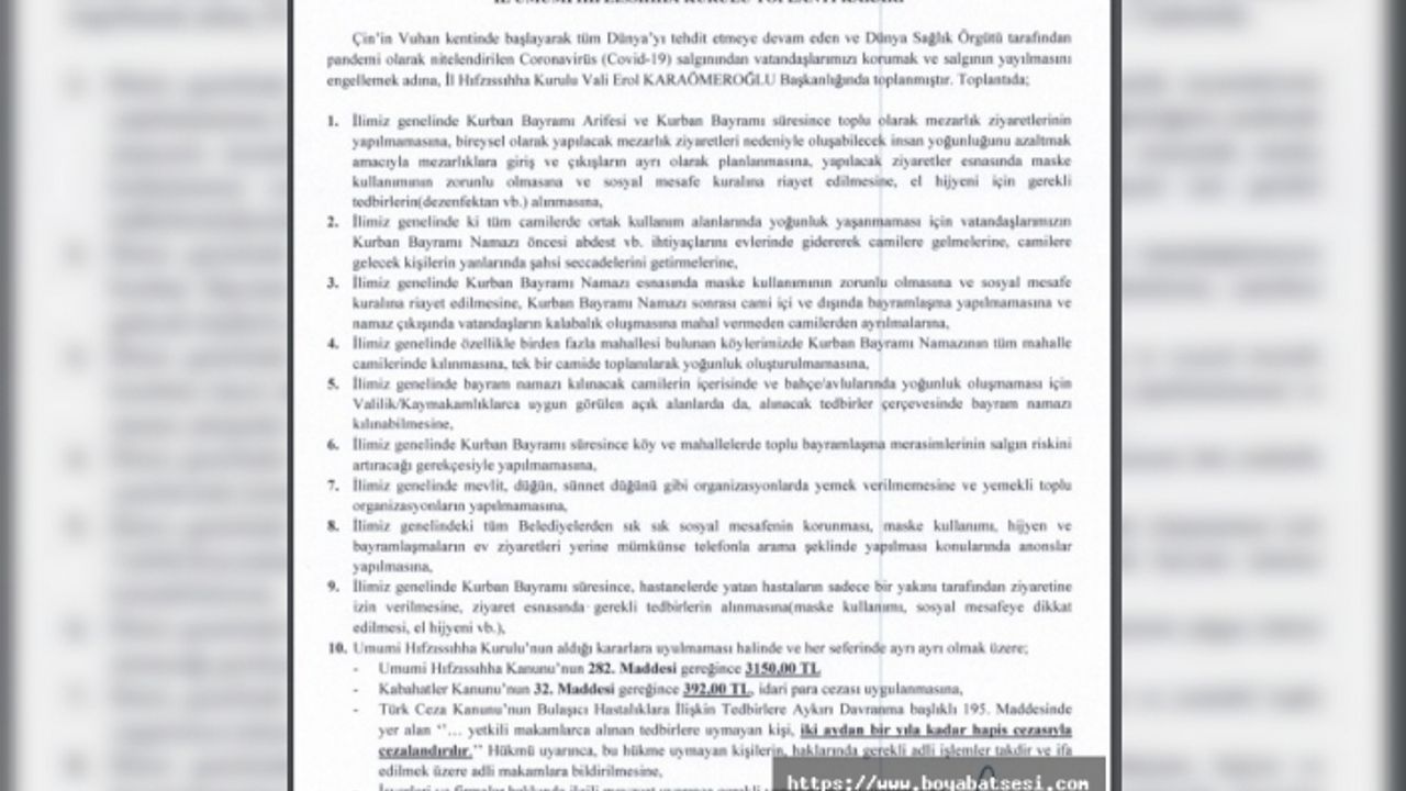 Sinop il genelinde yemekli organizasyonlar yasaklandı