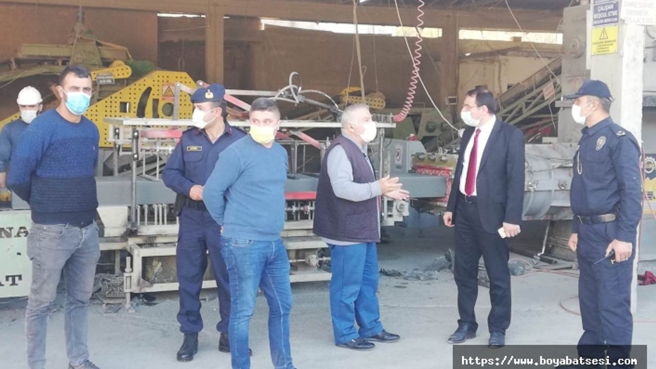Boyabat'ta  Sanayi işletmelerine Covid 19 denetimi