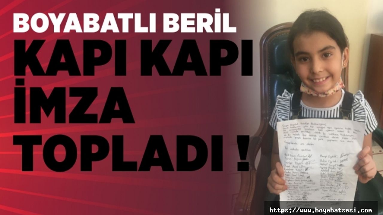 Minik Beril park için  imza topladı