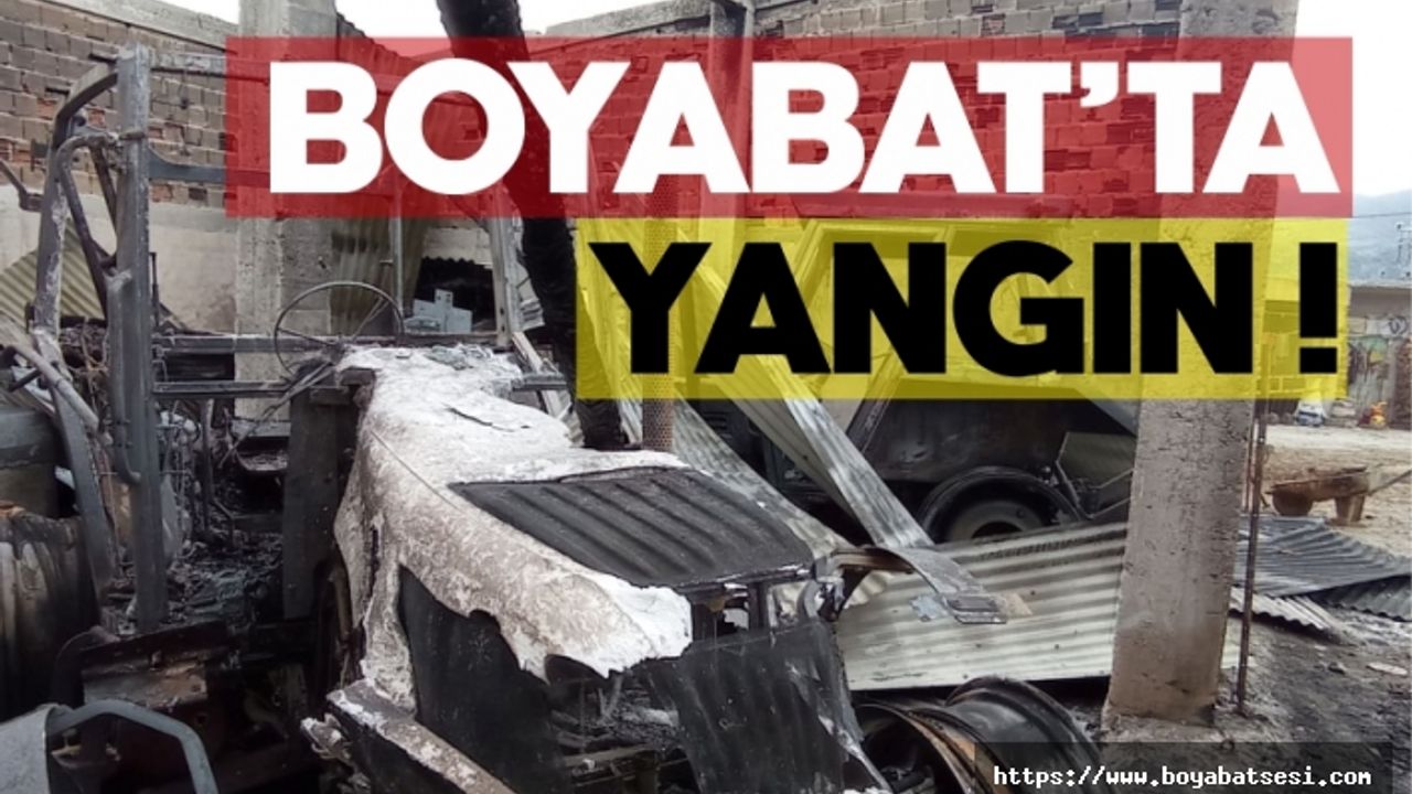 Boyabat'ta çıkan yangında 3 traktör 1 balya makinası,römork ve depo yandı !