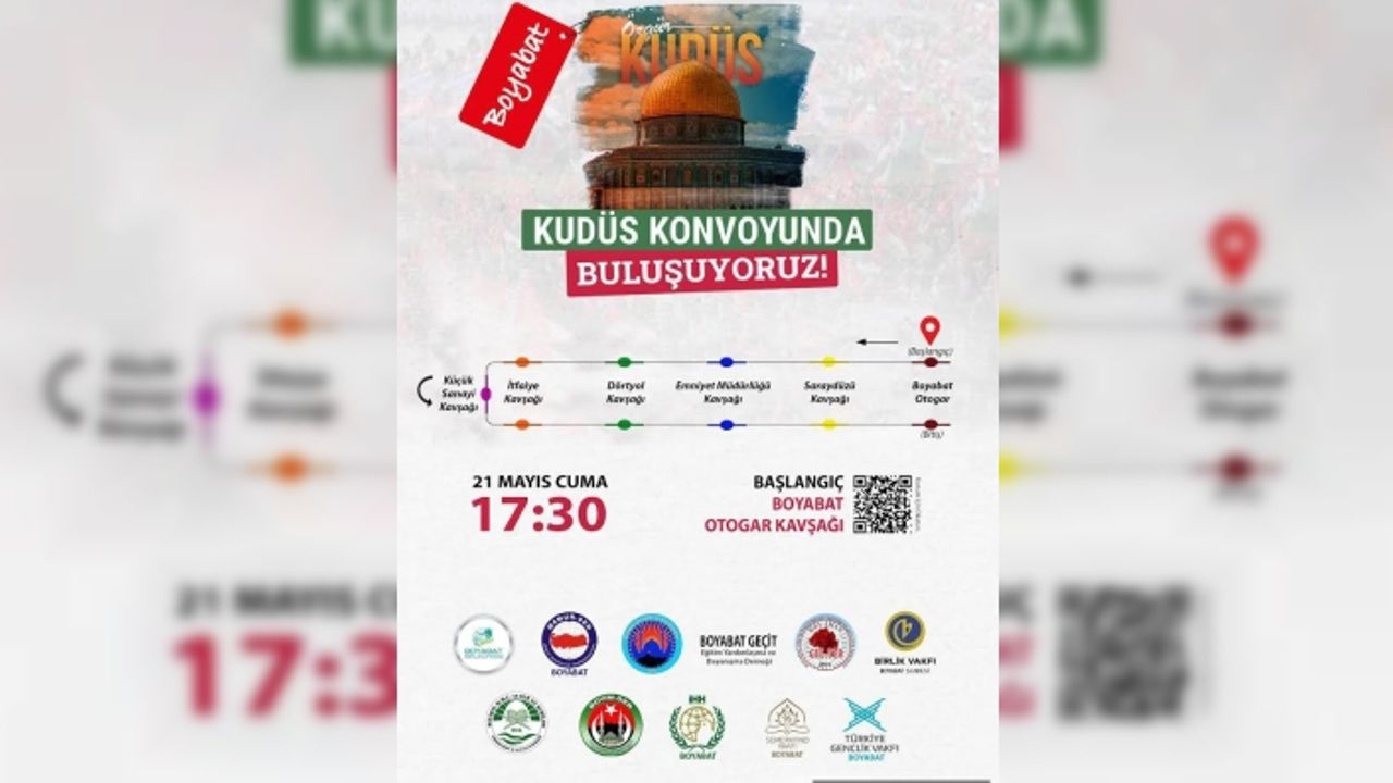 Boyabat'ta "Kudüs'e Umut Ol" konvoyu düzenlenip İsrail, protesto edilecek