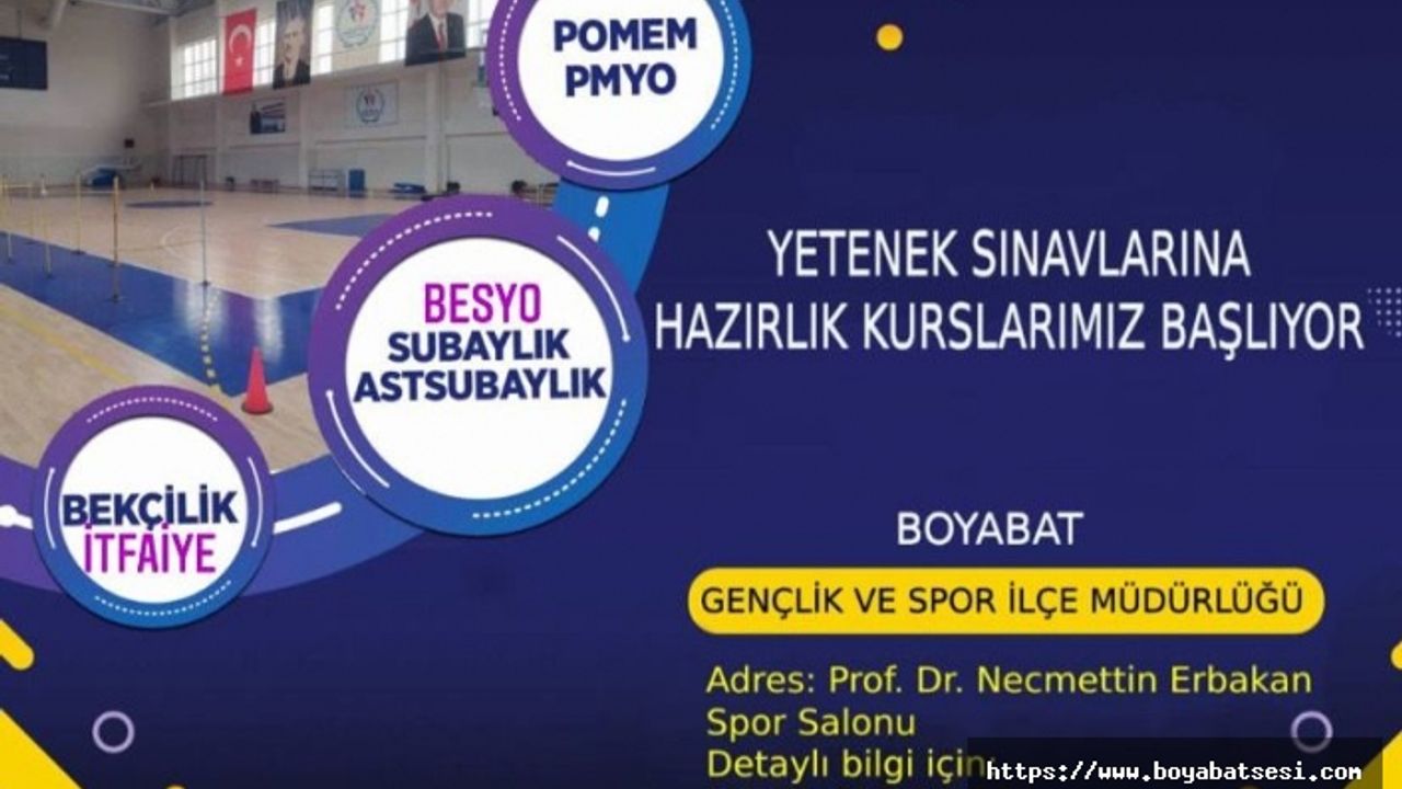 Boyabat'ta yetenek sınavlarına hazırlık kursu başlıyor