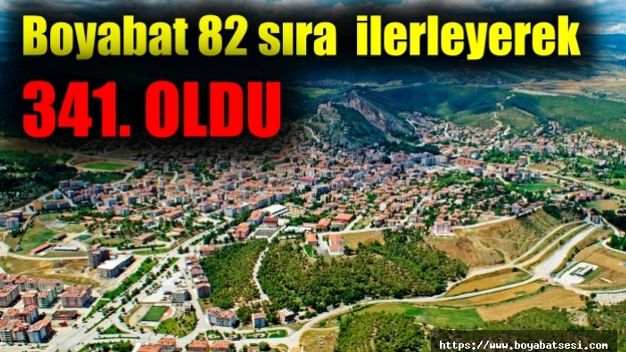 Boyabat 973 ilçe arasında 341. sırada yer aldı