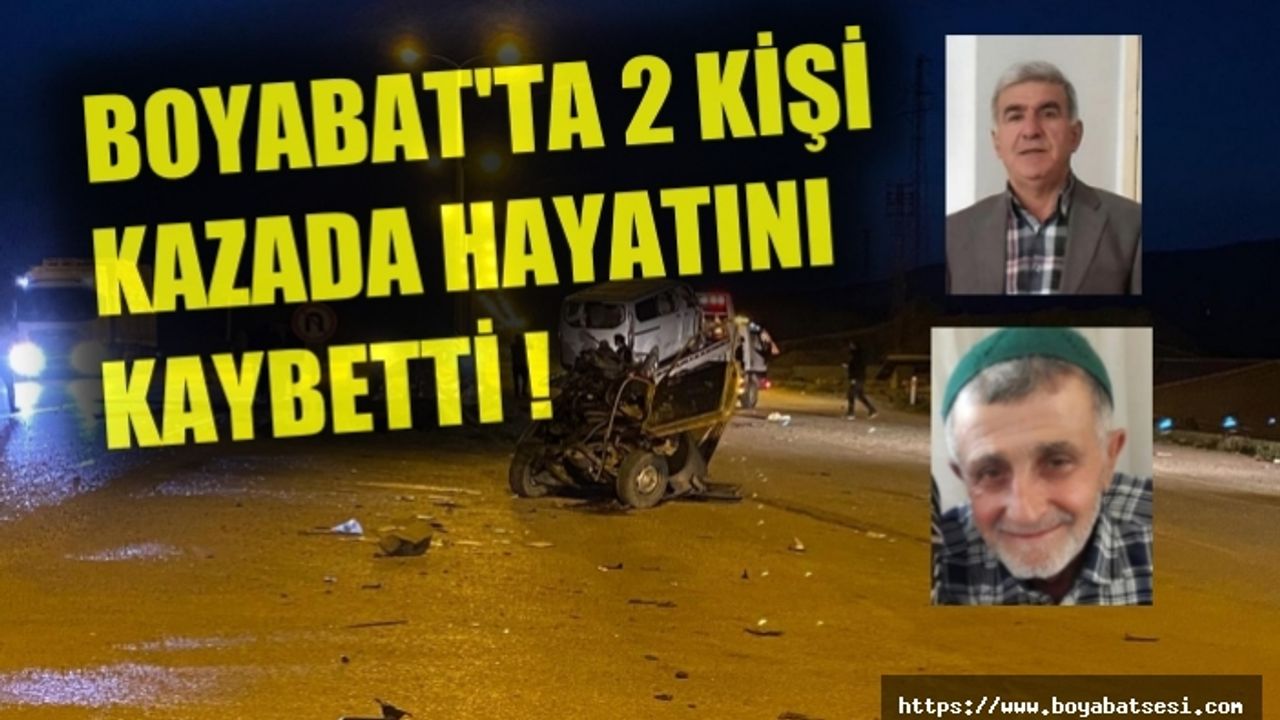 Boyabat'ta 2 kişi trafik kazasında hayatını kaybetti