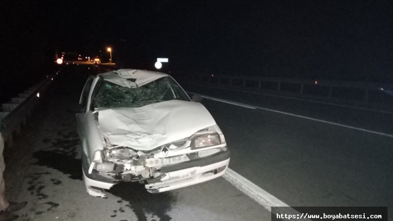 Boyabat'taki trafik kazasında 1 kişi yaralanırken, 2 inek telef oldu