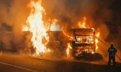 Boyabat-İstanbul seferi yapan otobüs alev alev yandı!