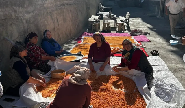 Boyabat’ta Kadınlar İmece Usulüyle Kışlık Tarhana Hazırlıyor