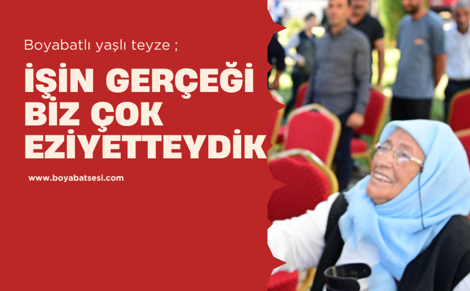Boyabatlı yaşlı teyze memnuniyetini dile getirdi ‘’ İşin gereği biz çok eziyetteydik ‘’