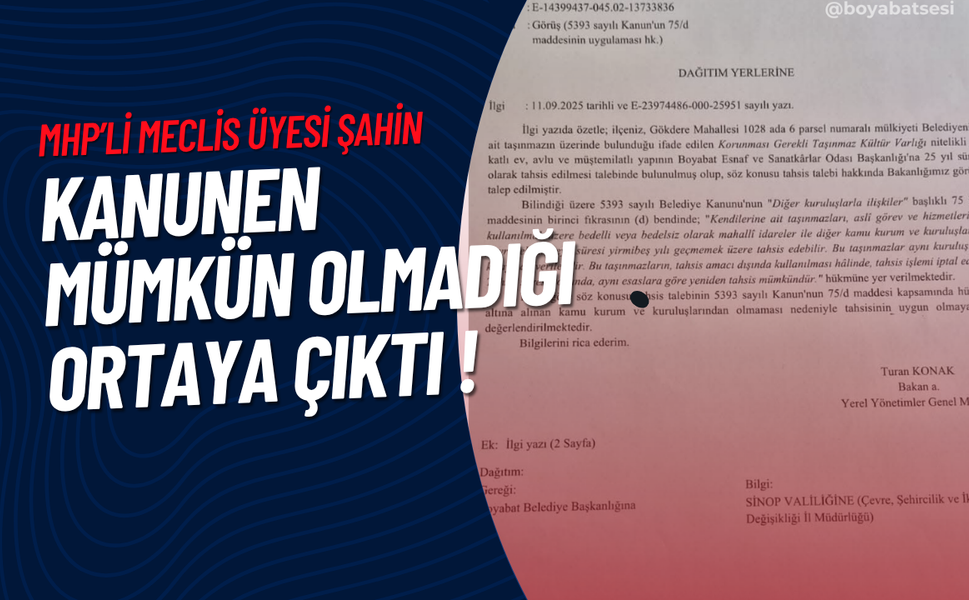 Boyabat’ta Taşınmaz Tahsisi Tartışması: MHP’li Meclis Üyesinden Açıklama