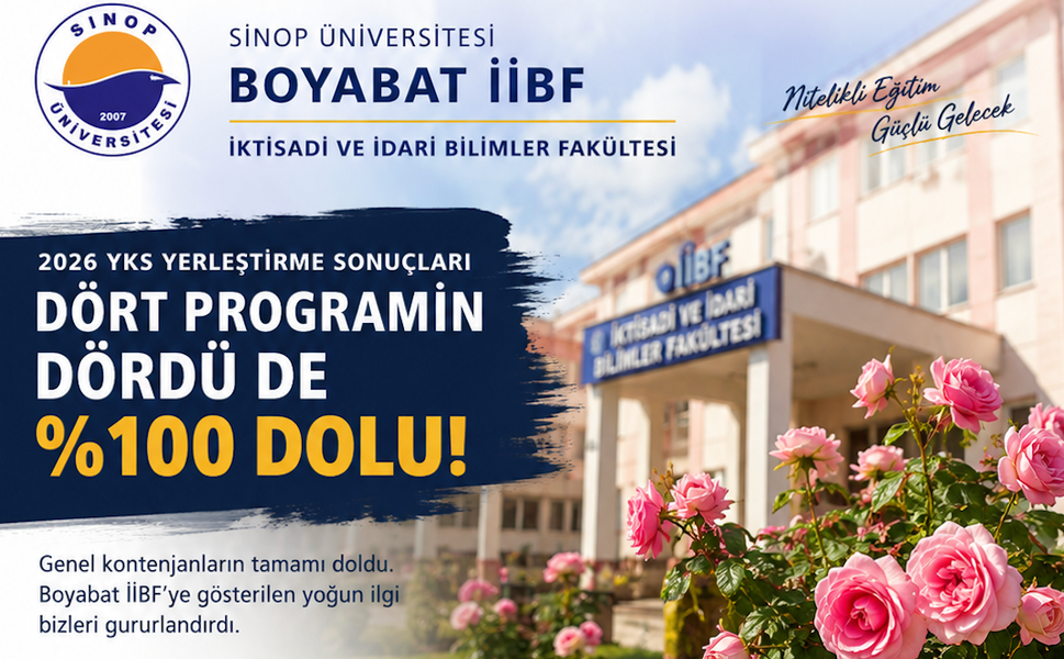 Boyabat İİBF’de 2026 YKS’de Tam Doluluk: Dört Programın Kontenjanı da Doldu